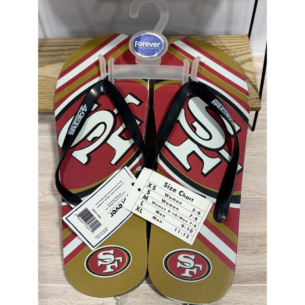 San Francisco 49ers Flip Flops Adult Large L NFL Team Logo Sandals NWT
